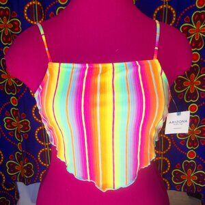 Arizona NWT Rainbow Bandana Bikini Top Sz L